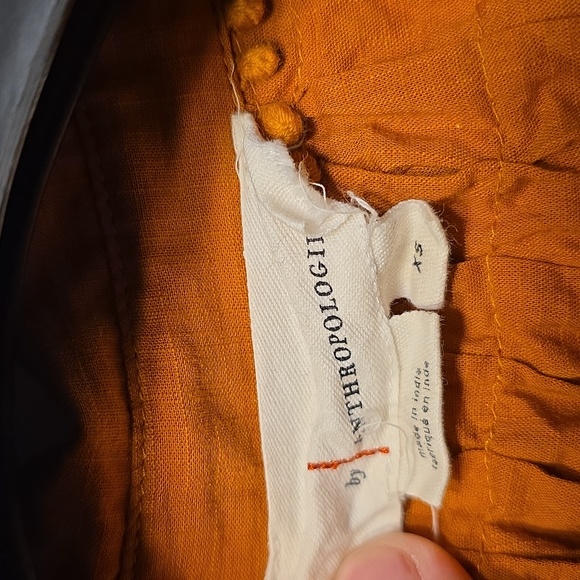 Anthropologie Terracotta Blouse with Button Accents Womens Size XS (Katie #20) - Picture 2 of 8